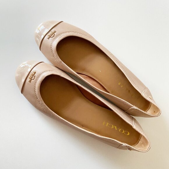 Coach Chelsea Matte Leather Patent Toe Ballet Flats Size EU 39/US 8.5 EXCELLENT - Picture 9 of 14